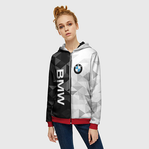 Женская толстовка на молнии BMW / 3D-Красный – фото 3