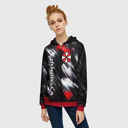 Женская толстовка на молнии UMBRELLA CORPORATION / 3D-Красный – фото 3