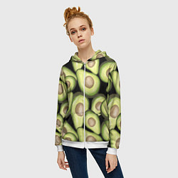 Толстовка на молнии женская Avocado background, цвет: 3D-белый — фото 2