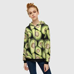 Толстовка на молнии женская Avocado background, цвет: 3D-черный — фото 2