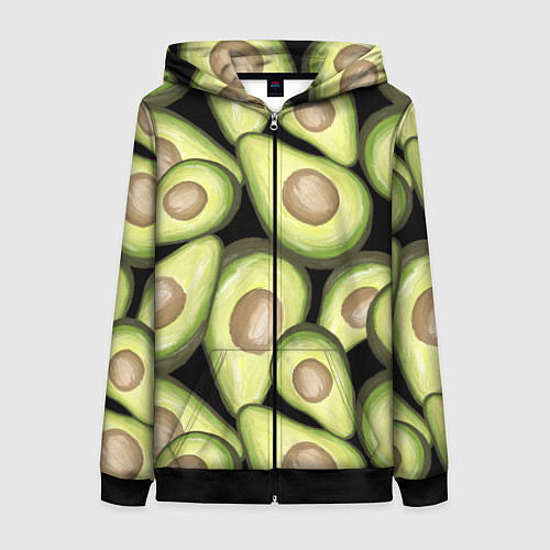 Женская толстовка на молнии Avocado background / 3D-Черный – фото 1