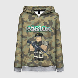 Толстовка на молнии женская Roblox 23 February Camouflage, цвет: 3D-меланж