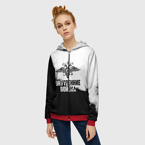 Женская толстовка на молнии Внутренние Войска / 3D-Красный – фото 3
