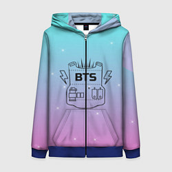 Толстовка на молнии женская BTS, цвет: 3D-синий