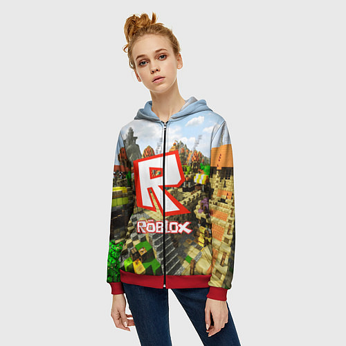 Женская толстовка на молнии ROBLOX / 3D-Красный – фото 3
