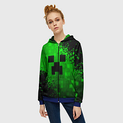 Толстовка на молнии женская MINECRAFT, цвет: 3D-синий — фото 2