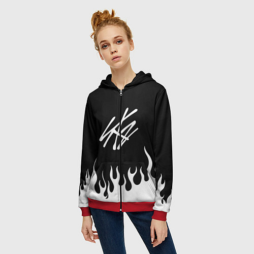 Женская толстовка на молнии Stray Kids / 3D-Красный – фото 3