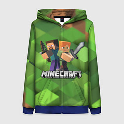 Толстовка на молнии женская MINECRAFT, цвет: 3D-синий