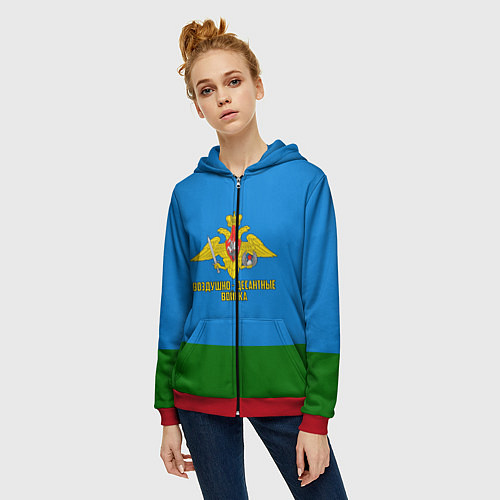 Женская толстовка на молнии Воздушно - десантные войска / 3D-Красный – фото 3