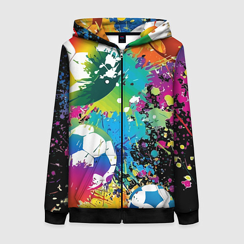Женская толстовка на молнии Football Paints / 3D-Черный – фото 1
