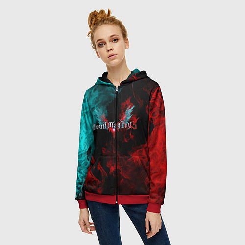 Женская толстовка на молнии DEVIL MAY CRY / 3D-Красный – фото 3