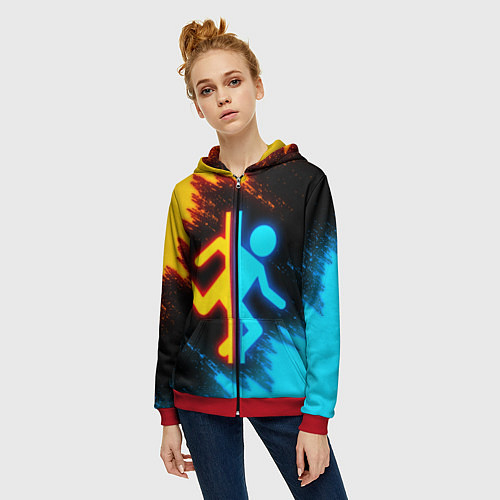 Женская толстовка на молнии PORTAL / 3D-Красный – фото 3