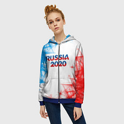 Толстовка на молнии женская Россия, цвет: 3D-синий — фото 2