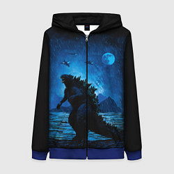 Толстовка на молнии женская GODZILLA, цвет: 3D-синий