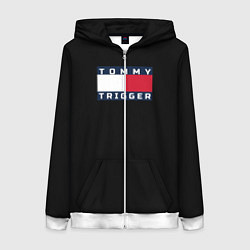 Толстовка на молнии женская Tommy Hilfiger, tommy trigger, цвет: 3D-белый