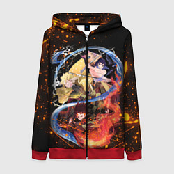 Толстовка на молнии женская KIMETSU NO YAIBA, цвет: 3D-красный