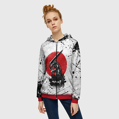 Женская толстовка на молнии BERSERK / 3D-Красный – фото 3