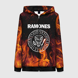 Толстовка на молнии женская Ramones, цвет: 3D-черный