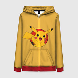 Толстовка на молнии женская Pikachu, цвет: 3D-красный