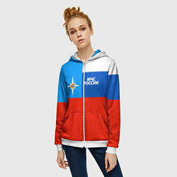 Толстовка на молнии женская Флаг МЧС России, цвет: 3D-белый — фото 2