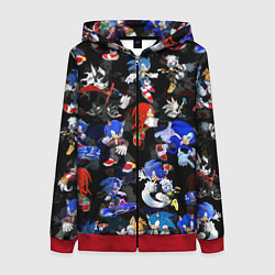 Толстовка на молнии женская Sonic паттерн, цвет: 3D-красный