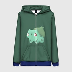 Толстовка на молнии женская Pokemon Bulbasaur, цвет: 3D-синий