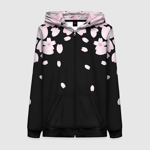 Женская толстовка на молнии САКУРА / 3D-Черный – фото 1