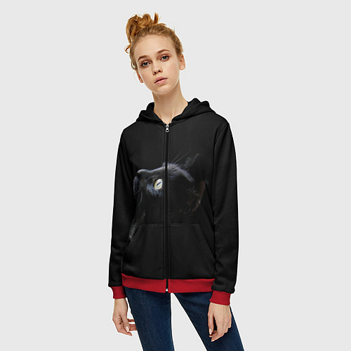 Женская толстовка на молнии Кот / 3D-Красный – фото 3