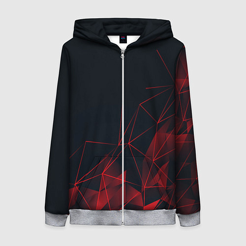 Женская толстовка на молнии RED STRIPES / 3D-Меланж – фото 1