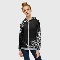 Толстовка на молнии женская БЕЛЫЕ ЧЕРЕПА, цвет: 3D-меланж — фото 2