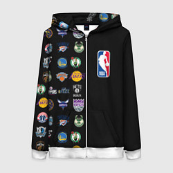 Толстовка на молнии женская NBA Team Logos 2, цвет: 3D-белый