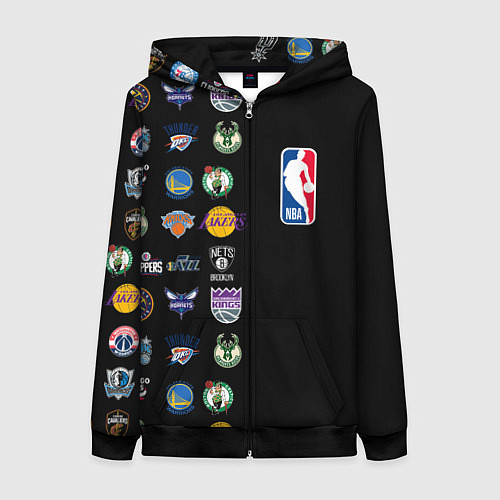 Женская толстовка на молнии NBA Team Logos 2 / 3D-Черный – фото 1