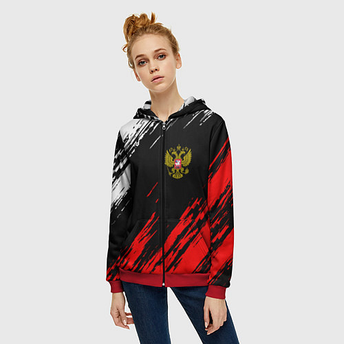 Женская толстовка на молнии РОССИЯ / 3D-Красный – фото 3
