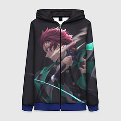 Толстовка на молнии женская KIMETSU NO YAIBA, цвет: 3D-синий