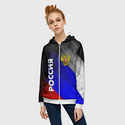 Толстовка на молнии женская РОССИЯ, цвет: 3D-белый — фото 2