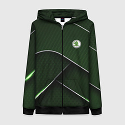 Толстовка на молнии женская Шкода мини логотип, цвет: 3D-черный