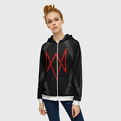 Толстовка на молнии женская WATCH DOGS LEGION, цвет: 3D-белый — фото 2