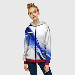 Толстовка на молнии женская GEOMETRY STRIPES BLUE, цвет: 3D-красный — фото 2