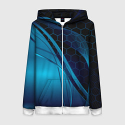 Толстовка на молнии женская ABSTRACT BLUE, цвет: 3D-белый