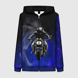 Толстовка на молнии женская МОТОЦИКЛЫ, цвет: 3D-синий