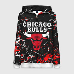 Толстовка на молнии женская CHICAGO BULLS, цвет: 3D-белый