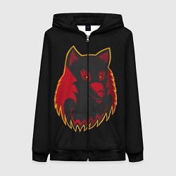 Толстовка на молнии женская Wolf Logo, цвет: 3D-черный