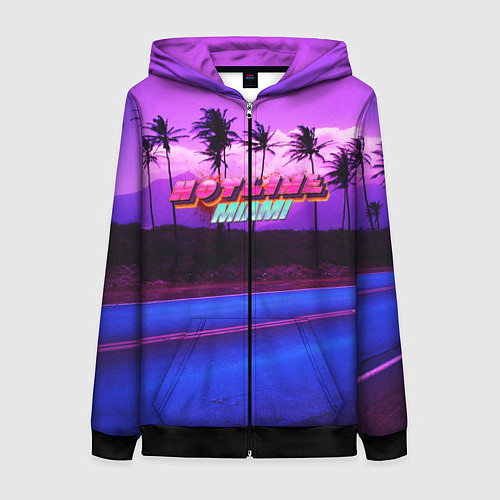 Женская толстовка на молнии HOTLINE MIAMI / 3D-Черный – фото 1