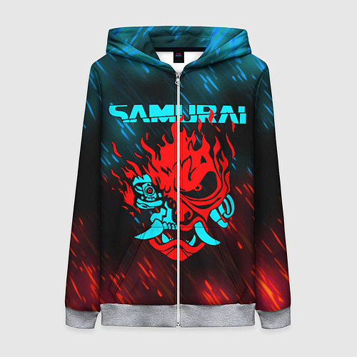 Женская толстовка на молнии CYBERPUNK 2077 SAMURAI / 3D-Меланж – фото 1
