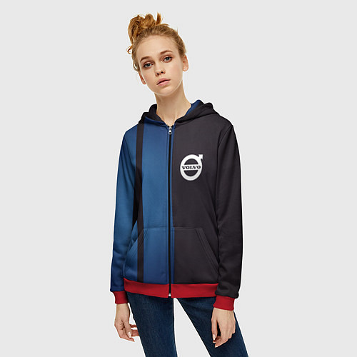Женская толстовка на молнии VOLVO / 3D-Красный – фото 3