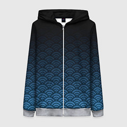 Толстовка на молнии женская Узор круги темный синий, цвет: 3D-меланж