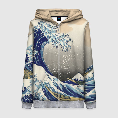 Женская толстовка на молнии ЯПОНСКАЯ КАРТИНА / 3D-Меланж – фото 1