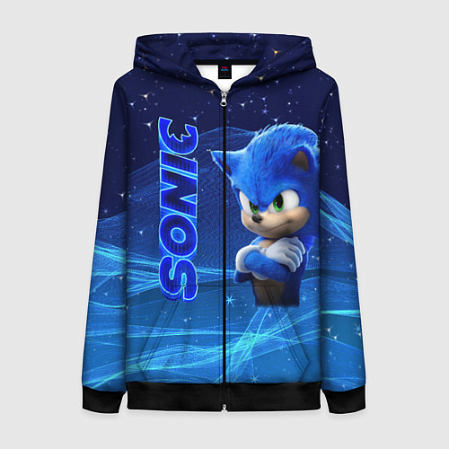 Женская толстовка на молнии Соник / 3D-Черный – фото 1