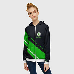 Толстовка на молнии женская SKODA, цвет: 3D-белый — фото 2