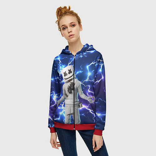 Женская толстовка на молнии FORTNITE x MARSHMELLO / 3D-Красный – фото 3